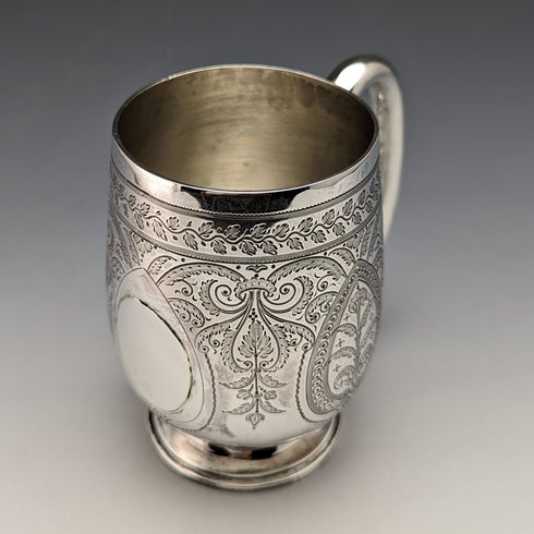 1887 British Antique Sterling Silver Mug 178g John Aldwinckle & Thomas Slater